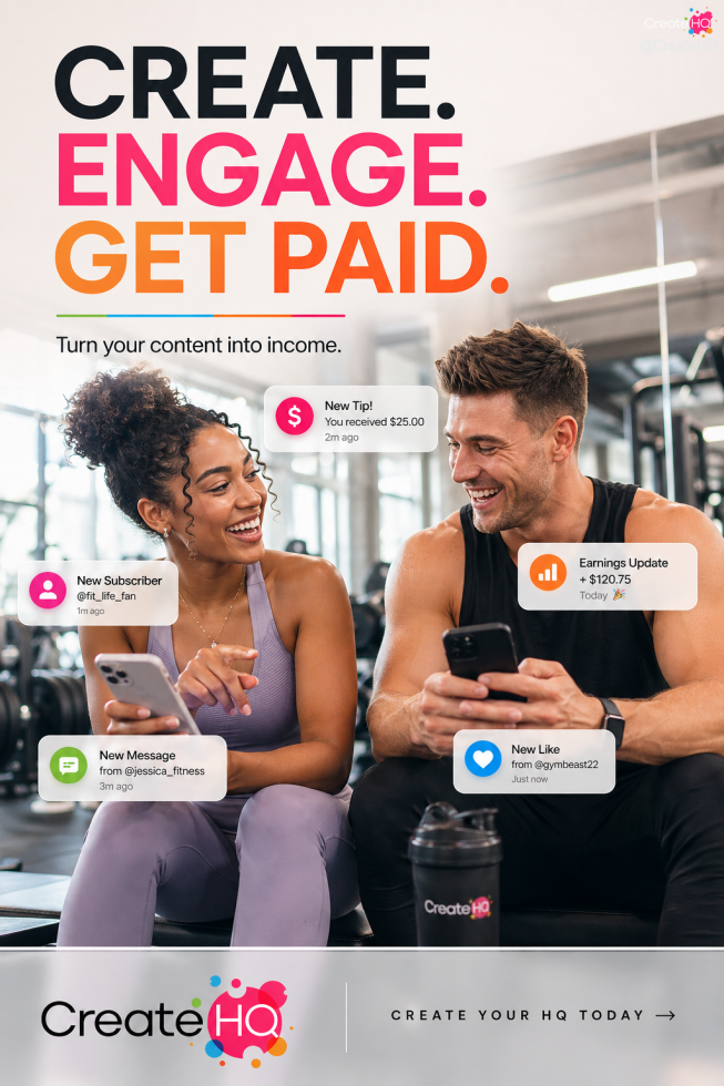 🏋🏽‍♀️ Calling All Fitness Creators 🏋🏼‍♂️

You’re already putting in the work… now it’s time to get paid for it.

Post your workouts.
Drop your programs.
Sell your merch.
Go live.
Engage with your people.

And most importantly — earn directly from your audience.

No waiting on views.
No chasing algorithms.
No hoping your content “pops.”

👉 If you're creating today… you should be earning today.

This is your space to build real income from real supporters.

CREATE. ENGAGE. GET PAID.

Let’s work 💪🏽🔥
.
.
.
#CreateHQ #FitnessCreators #FitnessEntrepreneur #OnlineCoaching #PersonalTrainer #FitLife #GymContent #CreatorEconomy #MonetizeYourContent #DigitalProducts #WorkoutPrograms #FitnessBusiness #ContentMonetization #NoAlgorithm #BuildYourBrand #GetPaid #CreatorPlatform #EntrepreneurLife